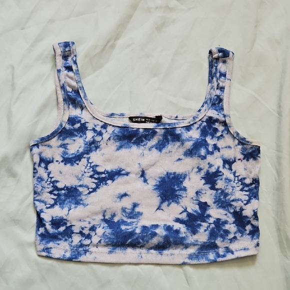SHEIN Tops - Shein Blue Tie-Dye Women's Crop Top, Size XS